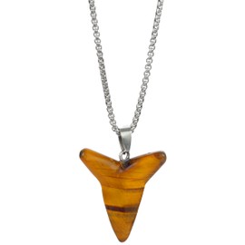 LIUANAN Tiger Eye Shark Tooth Pendant Adjustable Necklace for Men Women Protection Courage Strength Jewelry Gift for Adventurers Birthday (Tiger Eye Stone Shark Teeth)