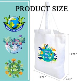 ZGQHZR 4 Pcs Canvas Tote Bags for crafts Save The Planet Tote Bag Save The World Tote Bag Cute Tote Bags Aesthetic for Women,Girls,Grocery,Shopping,College,Camping,Travel, Small
