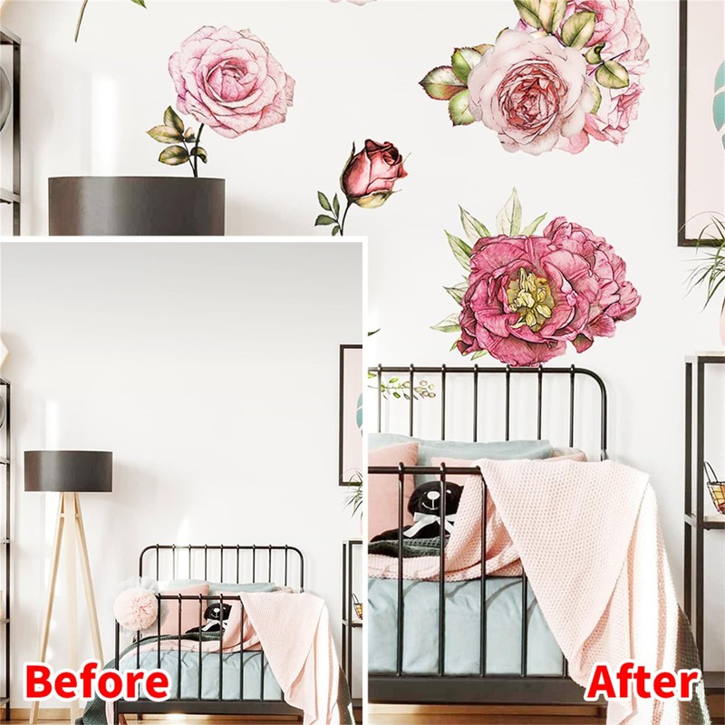 Rose Bud, Wall Sticker, Chrysanthemum, Hydrangea, Wallpaper, Living Room, Bedroom,