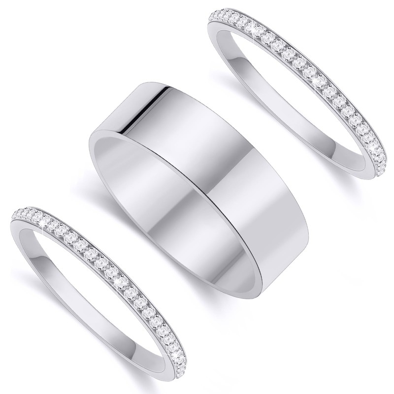 WEDDINEN 3-Pack Ouras Ring Stack Silver Stacking Rings for Ouras