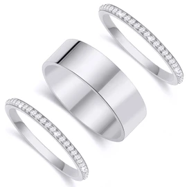 WEDDINEN 3-Pack Ouras Ring Stack Silver Stacking Rings for Ouras Gen 4/Ouras Gen 3, Cubic Zirconia Diamond Ouras Ring Accessories Jewelry Gift for Women Size 7