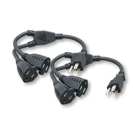 Cablelera ZADA36PQ-Y-P2 Power Cord Extension & Splitter, NEMA 5-15P to NEMA 5-15R x 2, 13A, 125V (Black)