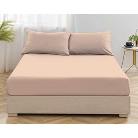MistyMorning Fitted Sheet, Soft & Premium quality Bedding & Linen, 11''/28cm deep sheet, Egyptian Cotton with 200 Thread Count. (Mocha, Double)