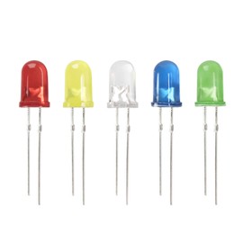 DiCUNO 200pcs 5mm LED Light Emitting Diodes Red/Yellow/White/Blue/Green with Assorted Diffused Kit Box (5 Colors x 40pcs)