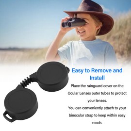 Rubber Binocular Eyecup Cover 43‑44.8mm Binoculares Eyepiece Cover Rain Guard for 8x30 10x30 8x32 10x32 with Strap Attachment,Protect Lenses Transit Storage
