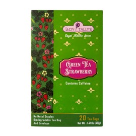 Herbal Cup Tea - Lady Tallys Green Tea Strawberry, Rich Flavor and Aroma for Daily Indulgence, Caffeinated, Enjoy Hot Cold Summer Winter, 20 Teabags (Pack of 6)