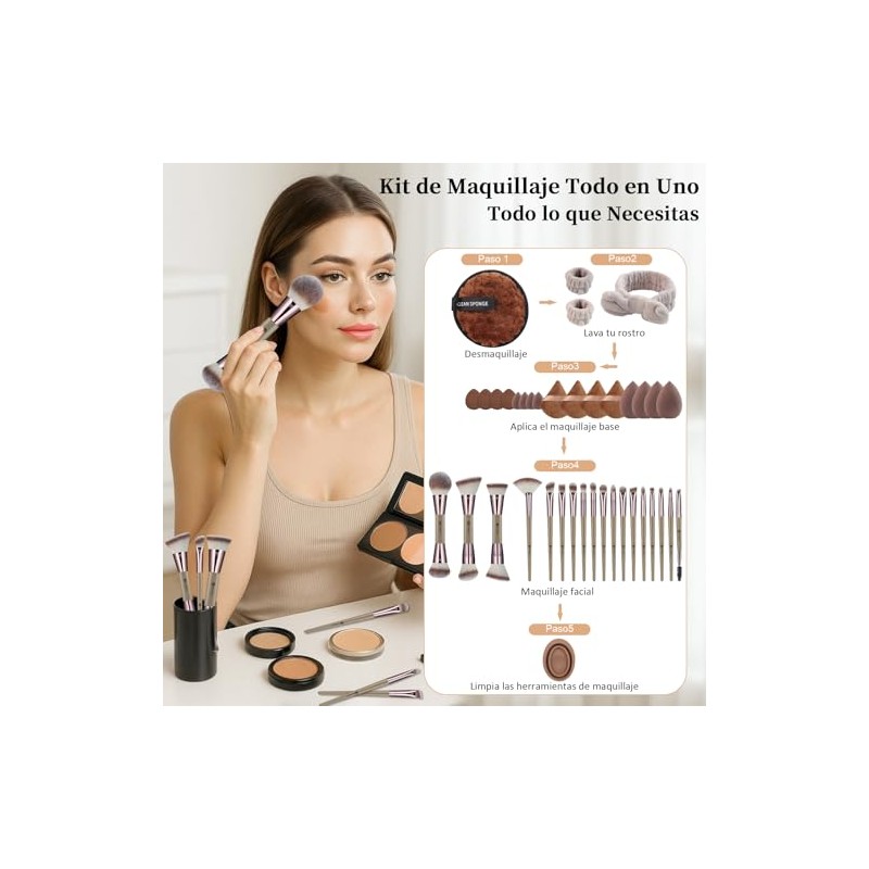HEYMKGO Brochas de Maquillaje, Set Profesional de Brochas de Maquillaje