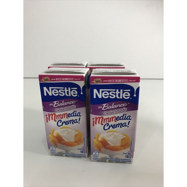 6-Pack Nestle Media Crema Deslactosada Table Cream Non Lactose 190g/6.7oz each