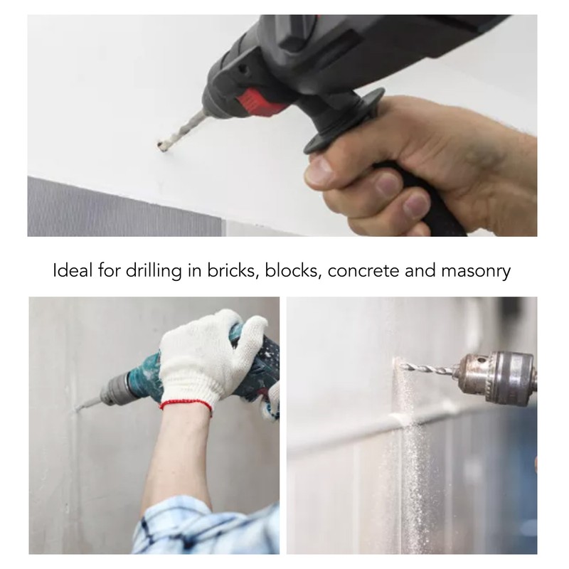 8Pcs Hammer Drill Bit Carbide Tip 2 Flute Drilling Tool