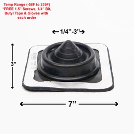 EAGLE 1 EPDM Flexible Roofing Pipe Flashing Boots - On Site Adjustable Roof Pipe Jack Boot with Square Base - (Standard - Square Base, 2)