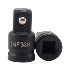 Juttzzei Impact Socket Adapter, 1/4 Inch Drive (F) x 3/8 Inch (M) Socket Adapter, Premium Black Chrome Vanadium Steel 1/4" x 3/8" Impact Socket Reducer for Use with Air Impact Wrenches, Breaker Bars