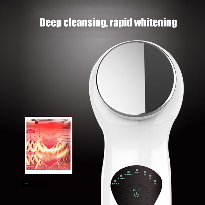 Ultrasonic Face Massager EMS Electric Facial Cleanser Heating Skin Care