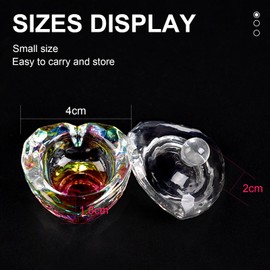 KAZIPOP 2Pcs Dappen Dish with Lid Clear Nail Art Acrylic Liquid Powder Dappen Dish Bowl Nail Monomer Liquid Bowl Glass Crystal Cup (Hearts)