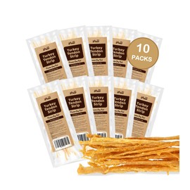 iPaw Turkey Tendons for Dogs, 100% Turkey and US Sourced Raw Material, Hypoallergenic, All Natural Human Grade Puppy Chew, Rawhide Alternative Dog Treats, 10 Unit/Packs Strip