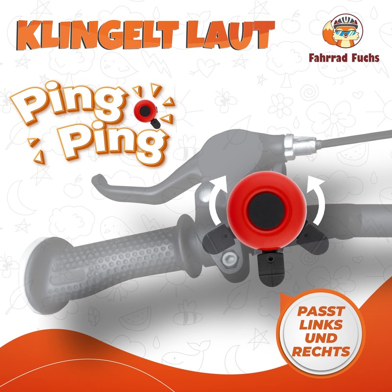 Children's Bicycle Bell - Red - Colourful Bicycle Bell Children