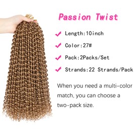 Ubeleco Blonde Passion Twist Hair,10 Inch Water Wave Crochet Hair For Women Short Passion Twist Crochet Hair Passion Twists Braiding Hair Curly Braiding Hair Extensions (10 Inch (Pack of 2), #27)