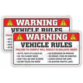 Unbranded/Generic Vehicle Rules Funny Warning Stickers | Safety Instructions Labels Decals (pair)