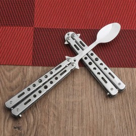 Butterfly Spoon Camping Spoon Foldable Spoon Stainless Steel Utensils Camping Spoon for Kitchen BBQ Camping Travel Outdoor