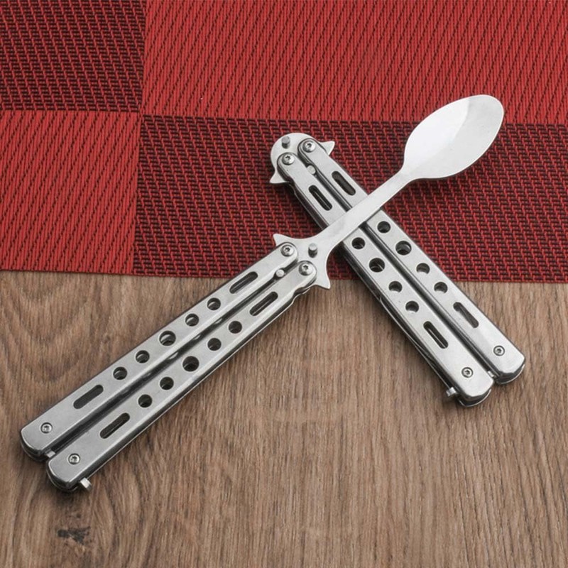 Butterfly Spoon Camping Spoon Foldable Spoon Stainless Steel Utensils Camping