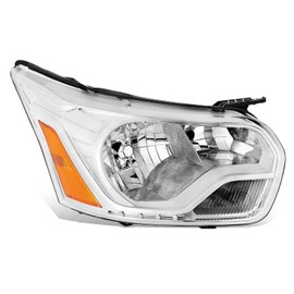 Auto Dynasty Headlights Assembly Compatible with 2015-2023 Ford Transit 150 250 350, Passenger Side Halogen Headlamps Replacement, FO2503356, Chrome Housing Amber Corner