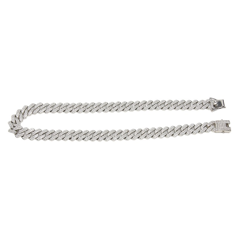 19.7in Necklace Rhombus Full Rhinestones Cool Double Layered Chain Necklace