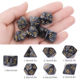 Abeillo Polyhedral Dice Set, 7-Piece DND Dice, DND Dice Set for Dungeon and Dragons, Game Dice RPG Role Playing Table Games D&D D20 D12 D10 D8 D6 D4 (Black)