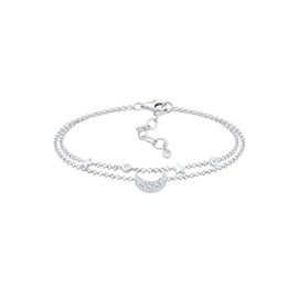 Elli Silver Crescent Moon Stars Galaxy Crystal Bracelet, Sterling Silver, Crystal