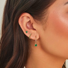 Tewiky Gold Hoop Earrings for Women Trendy Small Dangly Dainty 14K Gold Stud Earring Set Dangle Stack Huggie Cartilage Hoop Earrings for Women Hypoallergenic Tarnish-Free Gold Jewelry Gifts