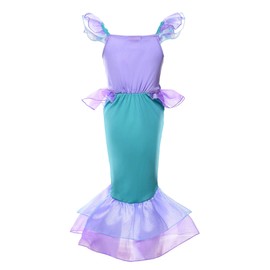 JerrisApparel Girls Princess Mermaid Costume Cosplay Party Dress (8, Purple with Accessories)