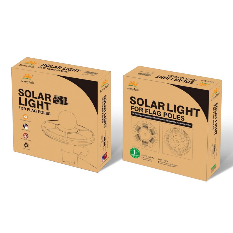 Sunnytech Solar Power Flag Pole Flagpole Light Auto Active Green