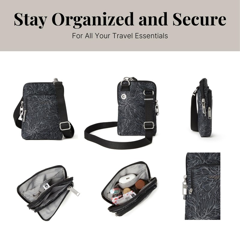 Baggallini Securtex - Bolso cruzado antirrobo para mujer, bolso pequeño