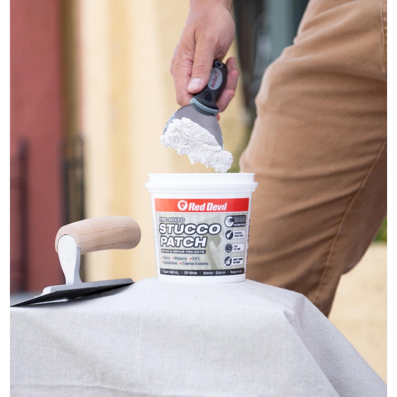 Red Devil 0450 Pre Mixed Stucco Patch, Off White, Quart,