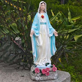 xxoasis Solar Outdoor Garden Lights Religious Series-Virgin Mary Statue,Blessed Virgin Mary Mother Figure with Solar Flower Ligths,Home/Garden Decor, Religious Gift to Women/Mom(11.81" H)