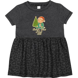 inktastic My First Christmas 2025 Baby Outfit Infant Dress 6 Months Vintage Smoke with Leopard Print 46c1b