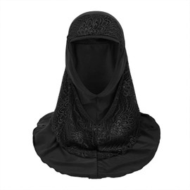 Ladies Muslim Hijab Lace Head Scarf for Women Girls Cozy Stretchy Headscarf Full Cover Turban Cap Islamic Shawl Worship Prayer Headpiece Long Ramadan Head Wrap Arab Head Cover Hair Loss Accessory