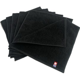 Imabari Towels, Black, Mini Towel Handkerchief, Set of 6, Approx. 7.9 x 7.9 inches (20 x 20 cm), Small but Can Be Wiped Firmly, Compact Size, Made in Japan, Imabari, 100% Cotton, 100% Cotton