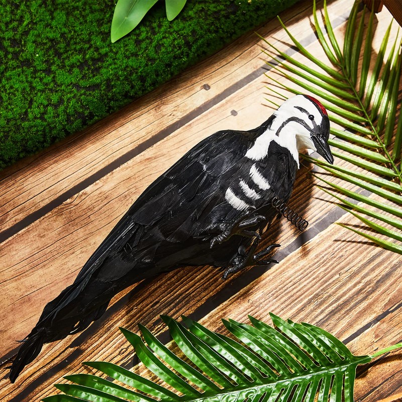 Lenwen 17 Inch Woodpecker Deterrents Woodpecker Effigy Decoy Simulated Decoration