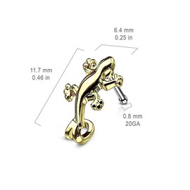 Covet Jewelry Gecko Nose Crawlers 316L Surgical Steel Nose Bone Stud Rings (Steel)