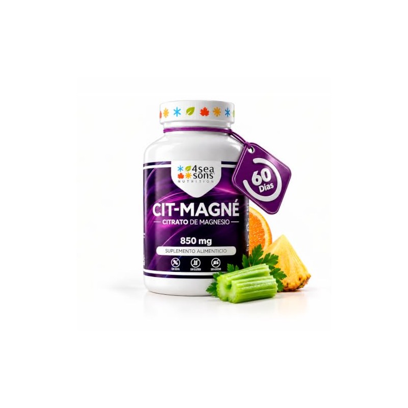 Citrato de Magnesio 850 mg 120 Cápsulas Veganas Formulated by