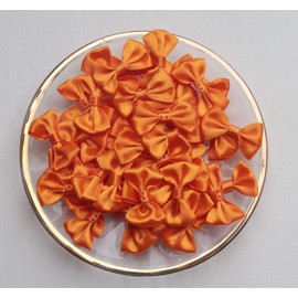Sowaka 50 Pcs Mini Satin Bows Ribbon Vintage Soft Boutique Flower Bowknot for DIY Crafting Project Appliques Sewing Scrapbooking Wedding Birthday Gift Present Home Party Decoration (Orange)