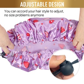 Gorro de ducha, gorros de ducha ajustables para mujer, extra grande, doble capa, impermeable, gorro de baño, gorro de ducha, sombrero de ducha para mujeres y niñas, protección del cabello adecuado para todas las longitudes y grosores