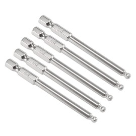 sourcing map 5 Pcs H4 (4mm) Ball End Screwdriver Bits, S2 Steel Magnetic 2.95 Inch Long Drill Bit with 1/4 Inch Hex Shank