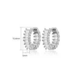 Ultra Shiny D-Color Emerald Cut Moissanite Earrings, 14K Gold Hoop Huggies Earrings, Minimalist Accessory for Sophisticated Women (White, 10K Gold)