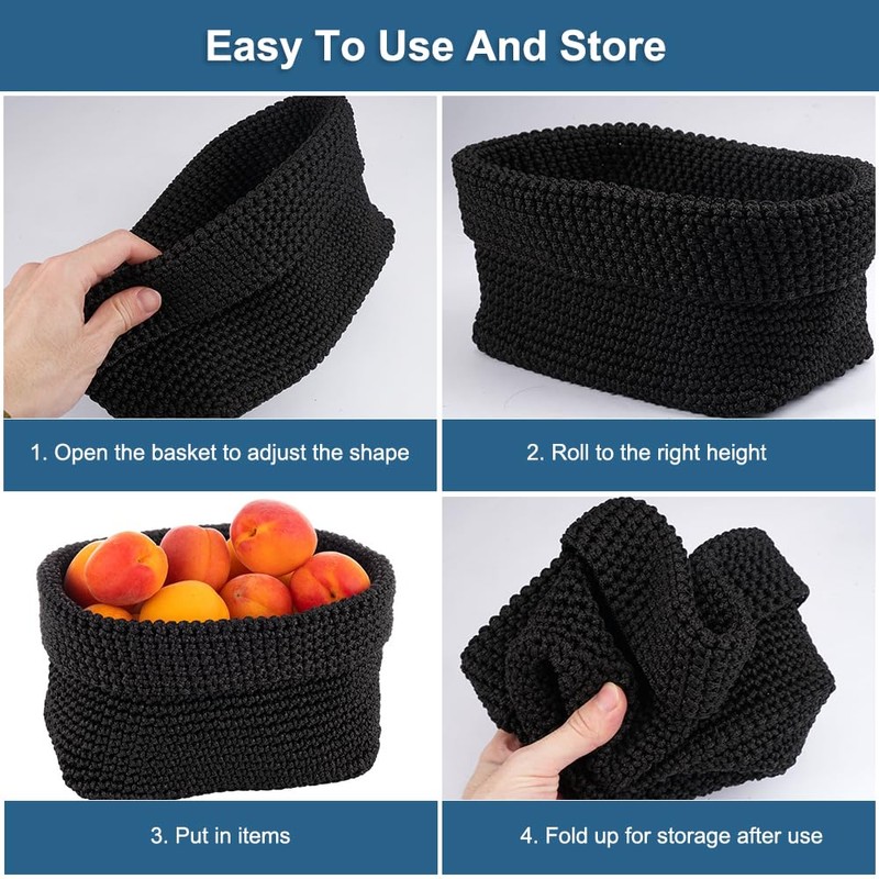 21 x 13 x 15.5 cm Wicker Basket, Black, Storage