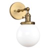 Pathson Hardwired Wall Sconce with White Globe, Brass Bathroom Vanity
