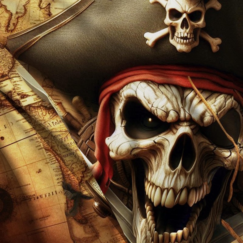 Pirate Flag – Jolly Roger Crossed Swords with Pirate Map