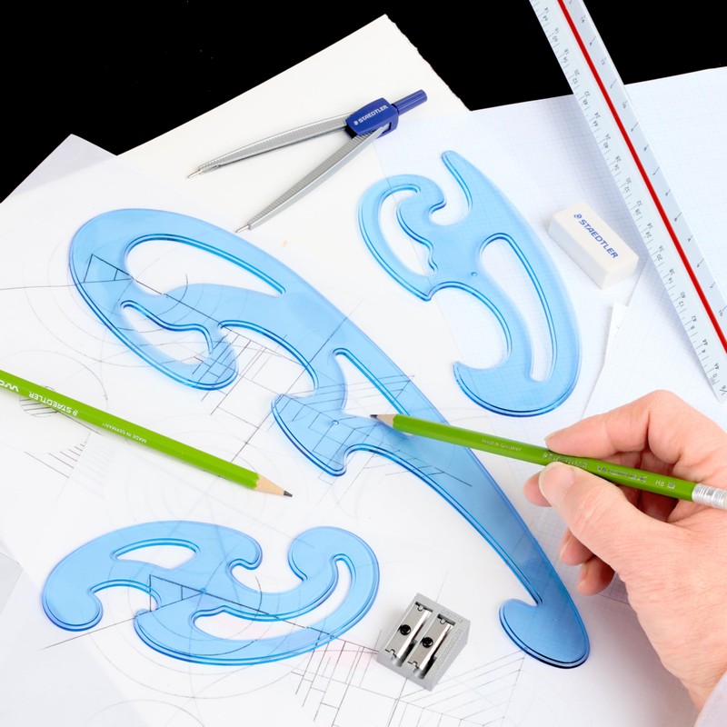 STAEDTLER Mars Professional French Curve Design Ruler Set for Pattern