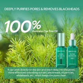 BREYLEE Blackhead Remover Mask & Pore Minimizer Serum, Tea Tree Oil Nose Pore Strips +100 papers, Oil Control Firming, Shrinking Pore & Tightening Skin