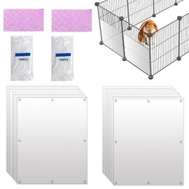 24 Pcs Pet Cage Liner Guard Protection 10 × 8'' Plastic Urine Baffles for Rabbit Cage Guinea Pig Side Lining Shield Covers Prevent Scatter for Bunny Chinchilla Hedgehog Cat Hamster Small Animals