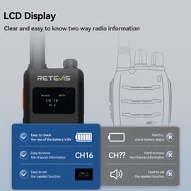 (3nd Gen RT22) Retevis B3S 2 Way Radio with Earpiece, Portable FRS Two-Way Radios with 6 Way Multi Unit Charger, LCD Display,1620 mAh Battery, Rechargeable Walkie Talkies for Retail Service(6 Pack)